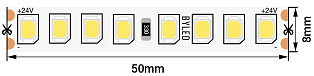Лента светодиодная Byled PRO+ SMD2835, 160 LED/м, 14,4 Вт/м, 24В , IP20, Цвет: Нейтральный белый