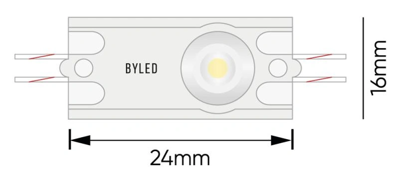 Светодиодный линзованный модуль Byled SMD2835, 0.5W, 175°, 12V, Цвет: Белый 6000К Светодиодный линзованный модуль Byled SMD2835, 0.5W, 175°, 12V, Цвет: Белый 6000К