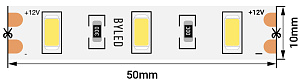 Лента светодиодная Byled Standart 5630, 60 LED/м, 12 Вт/м, 12В , IP20, Цвет: Теплый белый