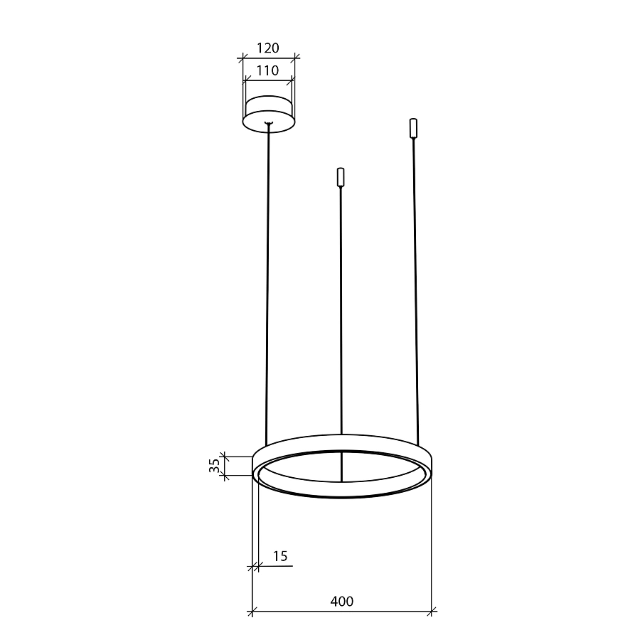 Подвесной светильник Byled серия Halo 1535 (23W, 220V, CRI>90, 400mm, Белый корпус, Цвет: Нейтральный белый)