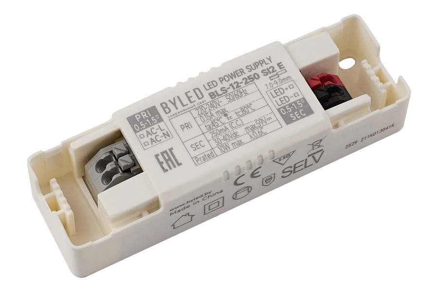 Блок питания Byled серия BLS (10W, 0.25A, 30-40V, IP20, PF>0.6, 60мес.)