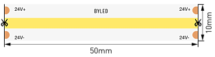 Светодиодная лента Byled PRO+ COB CSP Led, 480 LED/m, 11W/m, 24V , IP20, Цвет: Теплый белый