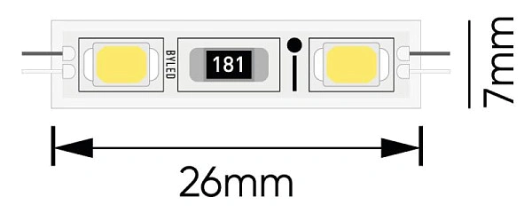 Светодиодный модуль Byled SMD2835, 0.4W, 120°, 12V, Цвет: Красный