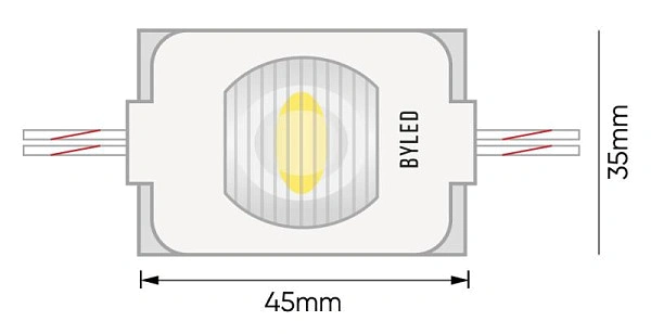 Светодиодный торцевой модуль Byled SMD2835, 2W, 15*45°, 12V, Цвет: Белый 6000К