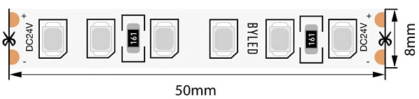  Светодиодная лента Byled Standart SMD2835, 120 LED/m, 9,6 W/m, 24V , IP20, Цвет: Зеленый