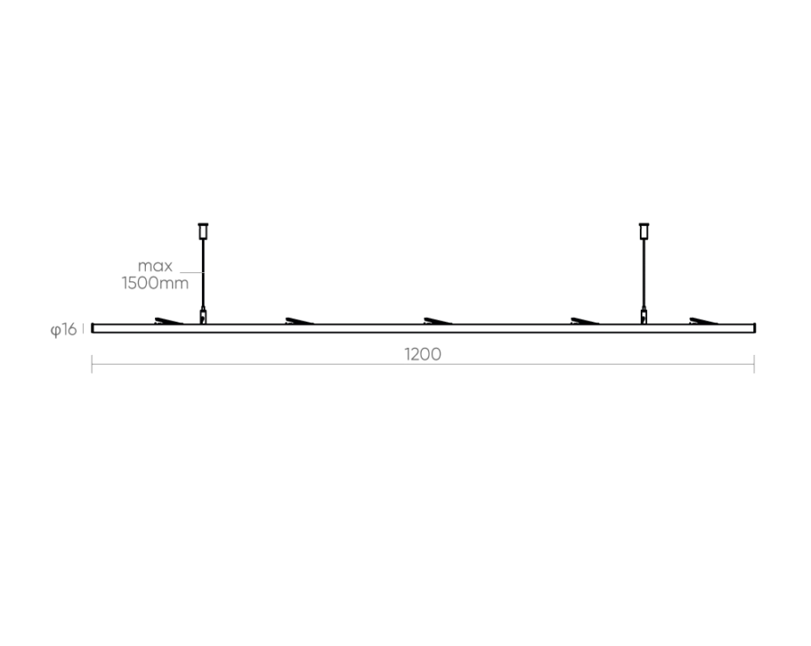 Держатель шинопровода подвесной 1200мм (макс. подвес 1500мм.) Byled серия ROPE, Черный