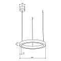 Подвесной светильник Byled серия Halo 4555 (45W, 220V, CRI>90, 600mm, Черный корпус, Цвет: Теплый белый)