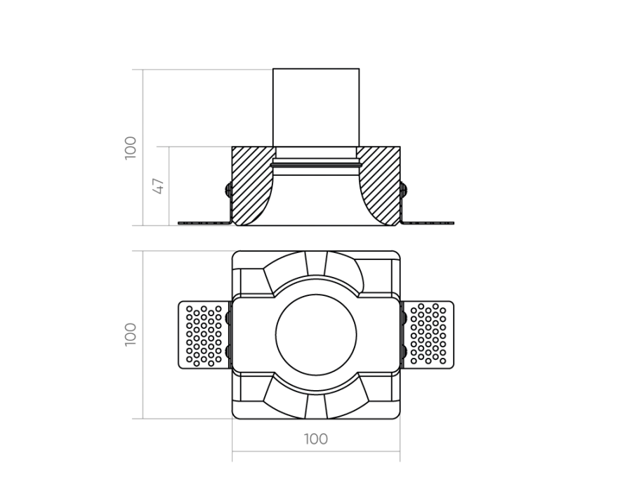 Встраиваемый светильник из гипса Byled серия CUST 1001 (10W, 220V, CRI>90, IP20, Белый корпус, Triac, 60мес., Цвет: Нейтральный белый)