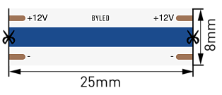 Светодиодная лента Byled Standart COB CSP Led, 480 LED/m, 11W/m, 12V , IP20, Цвет: Синий