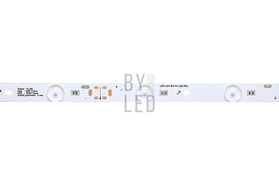 Светодиодная линейка Byled PRO SMD3030, 12LED/m, 14,4W/m, 12V , IP20, Цвет: Холодный белый