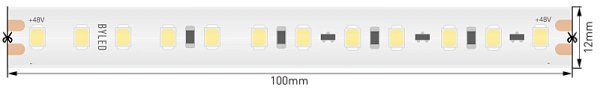 Лента светодиодная Byled Standart SMD2835, 120LED/m, 9.6W/m, 48V , IP66, 20m, 36мес., Цвет: Теплый белый