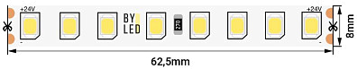 Лента светодиодная Byled PRO 2835, 128 LED/м, 11,5 Вт/м, 24В , IP20, Цвет: Нейтральный белый