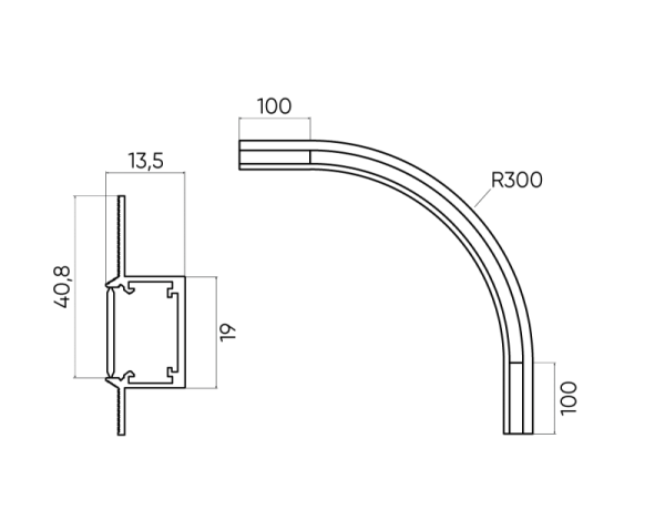 Соеденитель угловой закругленный внешний под шпаклевку Byled серия Gravity-MG15 48v, Черный