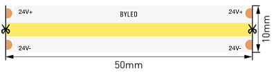 Светодиодная лента Byled LUX COB CSP Led, 480 LED/m, 11W/m, 24V , IP20, Цвет: Нейтральный белый 4000K