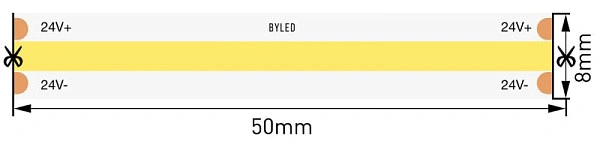 Светодиодная лента Byled PRO+ COB CSP Led, 320 LED/m, 5W/m, 24V , IP20, 60мес., Цвет: Теплый белый 3000K
