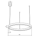 Подвесной светильник Byled серия Halo 4555 (48W, 220V, CRI>90, 900mm, Черный корпус, Цвет: Теплый белый)