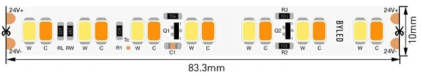 Светодиодная лента Byled LUX SMD2835, 168 LED/m, 14.4W/m, 24V , IP20, Цвет: DTW