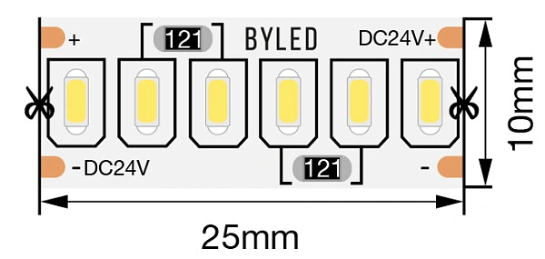 Лента светодиодная Byled Standart 3014, 240 LED/м, 24 Вт/м, 24В , IP20, Цвет: Холодный белый