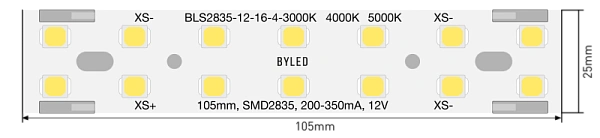 Светодиодная линейка Byled LUX серия BL SMD2835, 16LED, 2-4W, 12V, 200-350mA, IP20, CRI>90, 60мес., Цвет: Теплый белый 3000K