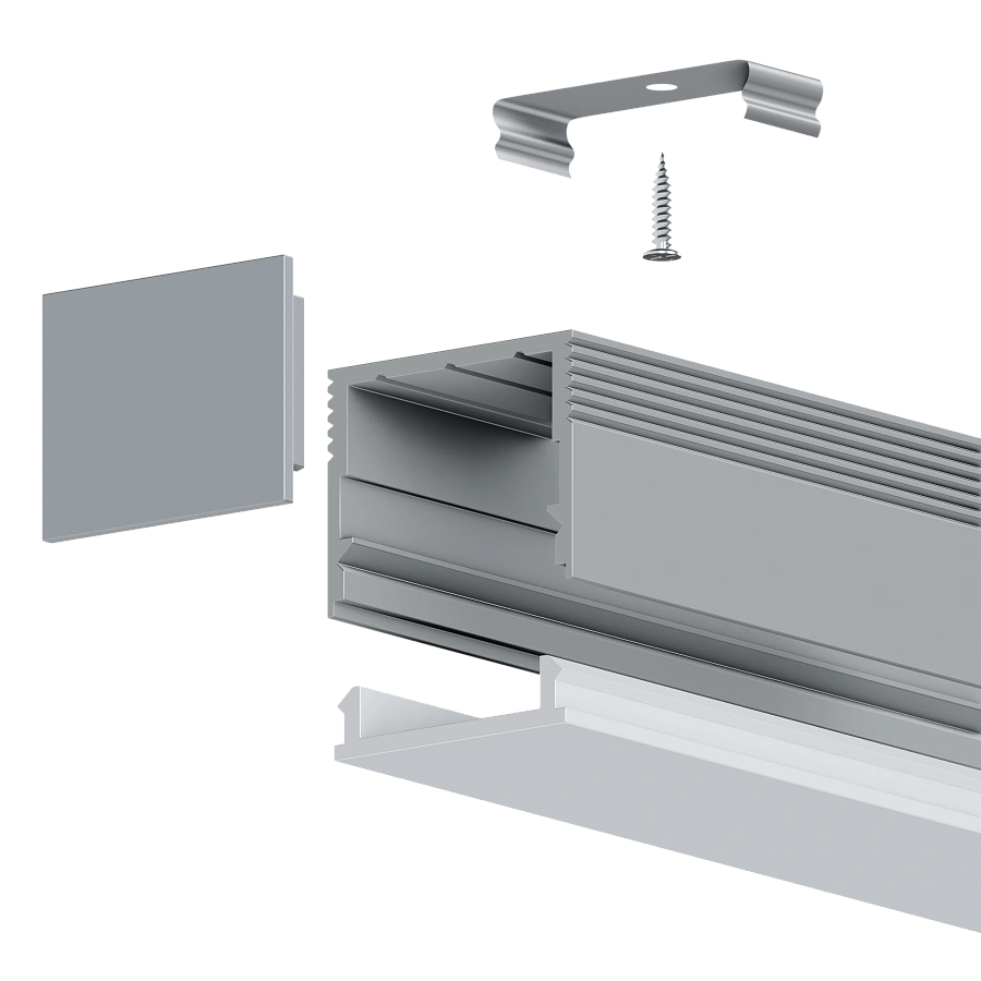 Светодиодный профиль Byled LSL LUX универсальный 16*13*2500мм (Комплект: профиль, экран, 2 заглушки, 4 клипсы)