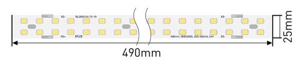 Светодиодная линейка Byled LUX серия BL SMD2835, 72LED, 11-19W, 54V, 200-350mA, IP20, CRI>90, 60мес., Цвет: Теплый белый 3000K