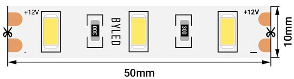 Лента светодиодная Byled Standart 5630, 60 LED/м, 12 Вт/м, 12В , IP20, Цвет: Теплый белый