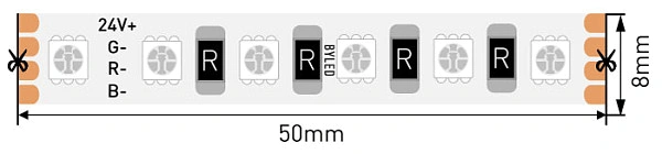 Светодиодная лента Byled LUX SMD3838, 120 LED/m, 11W/m, 24V , IP20, Цвет: RGB