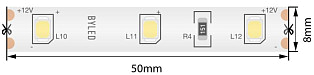Лента светодиодная Byled Standart 2835, 60 LED/м, 4.8 Вт/м, 12В , IP65, Цвет: Холодный белый