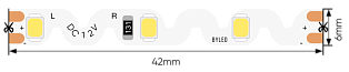 Лента светодиодная Byled Standart S-обр. 2835, 72 LED/м, 7 Вт/м, 12В , IP20, 36мес., Цвет: Холодный белый 6000K