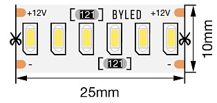Лента светодиодная Byled Standart 3014, 240 LED/м, 24 Вт/м, 12В , IP20, Цвет: Холодный белый