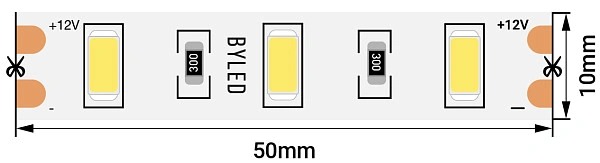 Лента светодиодная Byled Standart 5630, 60 LED/м, 12 Вт/м, 12В , IP20, Цвет: Холодный белый