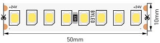 Лента светодиодная Byled PRO+ SMD2835, 160 LED/м, 19.2 Вт/м, 24В , IP20, Цвет: Теплый белый