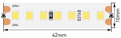 Светодиодная лента Byled LUX SMD2835, 168 LED/m, 17.3W/m, 24V , IP20, Цвет: Нейтральный белый