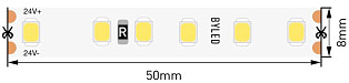 Светодиодная лента Byled LUX SMD2835, 120 LED/m, 7W/m, 24V , IP20, Цвет: Нейтральный белый
