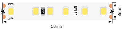 Светодиодная лента Byled LUX SMD2835, 120 LED/m, 7W/m, 24V , IP20, Цвет: Нейтральный белый