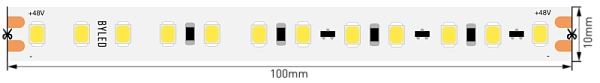 Лента светодиодная Byled Standart SMD2835, 120LED/m, 9.6W/m, 48V , IP20, 20m, Цвет: Нейтральный белый