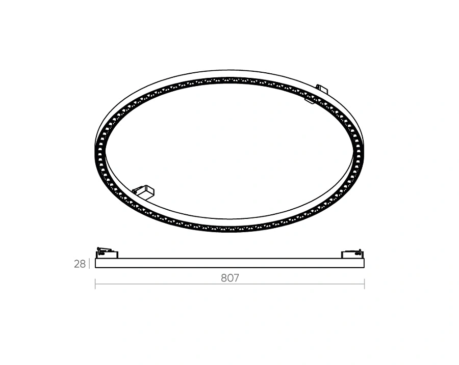 Трековый светильник Byled серия ROPE-RND 45W, 24V, CRI>90, Ф807*28mm, 48гр., Цвет: Теплый белый