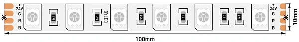 Лента светодиодная Byled PRO+ SMD5050, 60 LED/м, 14.4 Вт/м, 24В , IP20, Цвет: RGB