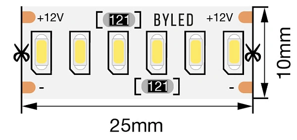 Лента светодиодная Byled Standart 3014, 240 LED/м, 24 Вт/м, 12В , IP20, Цвет: Теплый белый