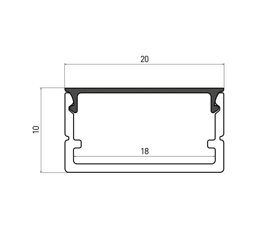 Светодиодный профиль Byled накладной 3000*20*10мм, алюминиевый, анодированный
