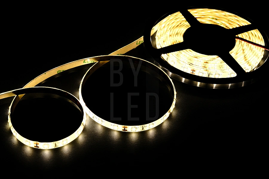 Лента светодиодная Byled Standart 2835, 60 LED/м, 4.8 Вт/м, 12В , IP20, IP65, Цвет: Теплый белый