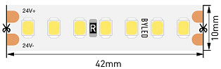 Светодиодная лента Byled LUX SMD2835, 168 LED/m, 17.3W/m, 24V , IP20, Цвет: Теплый белый
