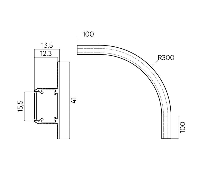 Соеденитель угловой закругленный внешний под ГКЛ Byled серия Gravity-MG15 48v, Черный