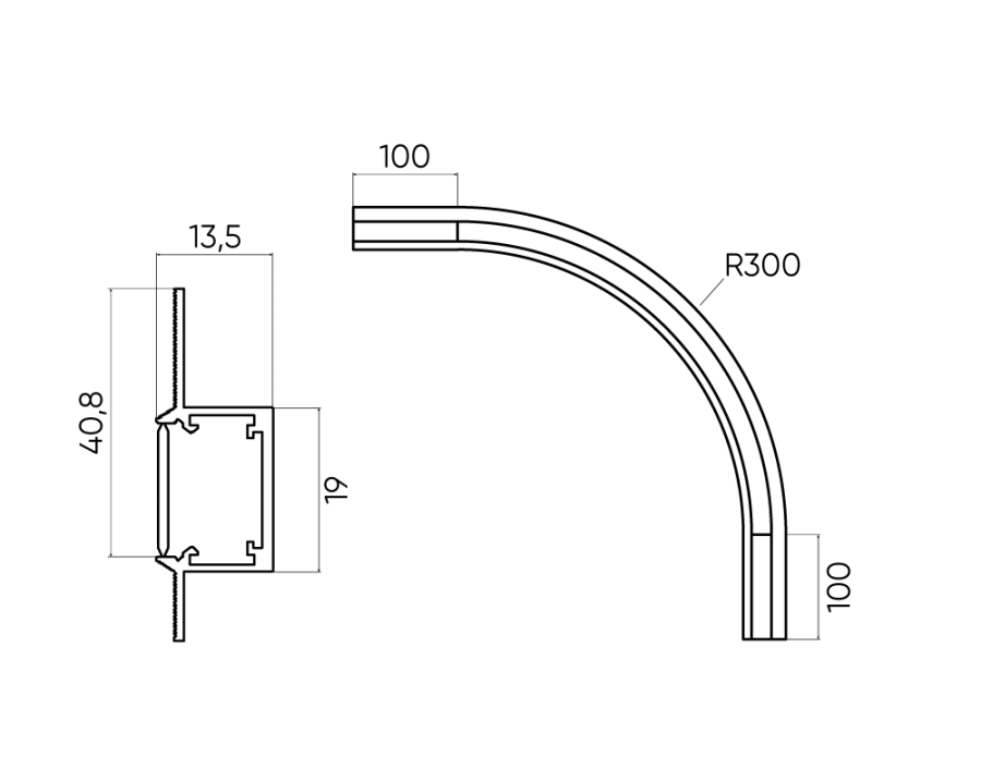 Соеденитель угловой закругленный внешний под шпаклевку Byled серия Gravity-MG15 48v, Черный