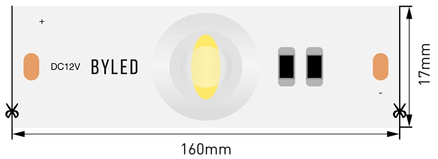 Светодиодная линейка Byled LUX серия LL SMD2835, 12LED, 12W, 12V, IP20, CRI>90, 60мес., Цвет: Белый 6000K