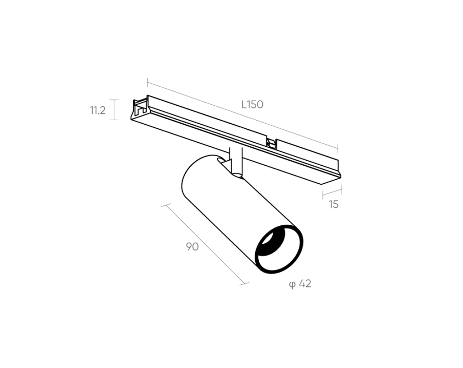 Магнитный трековый светильник Byled серия Gravity-MG15 7W, 48V, CRI>90, 24гр., Белый, 36мес., Цвет: Теплый белый