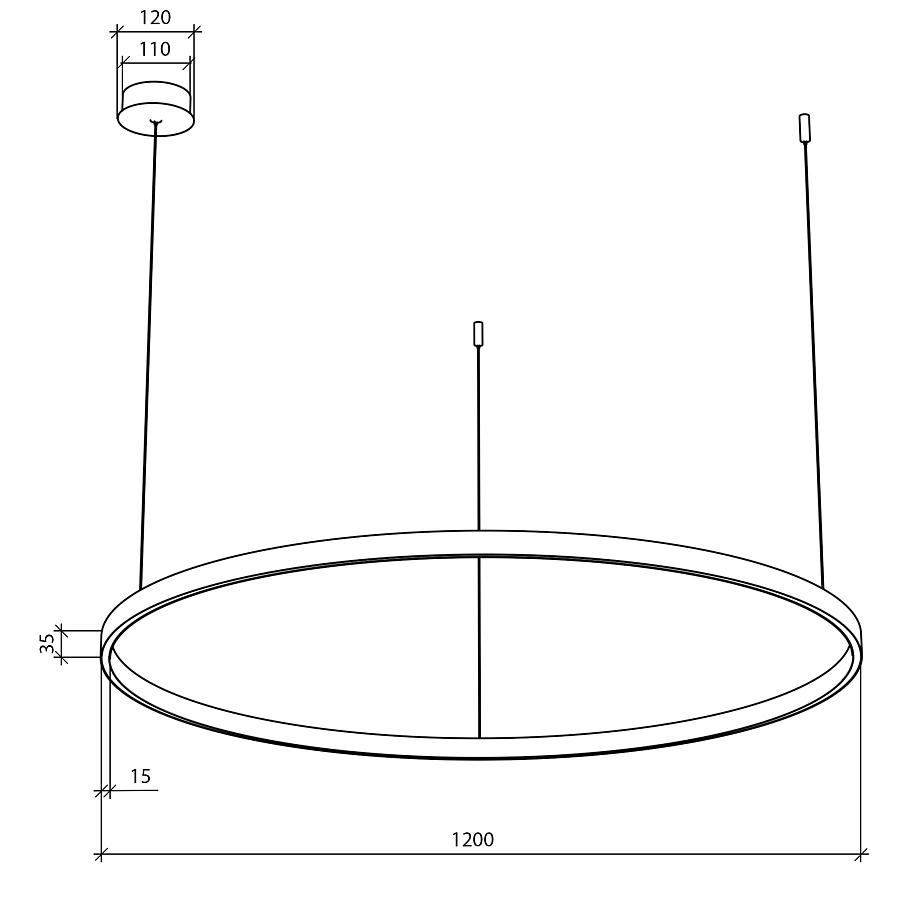 Подвесной светильник Byled серия Halo 1535 (75W, 220V, CRI>90, 1200mm, Черный корпус, Цвет: Нейтральный белый)