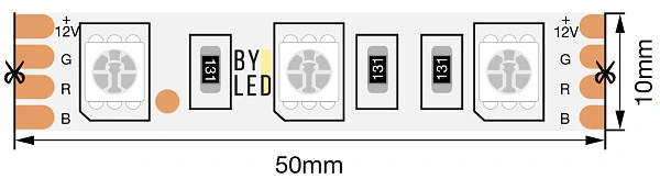 Лента светодиодная Byled Standart 5050, 60 LED/м, 14,4 Вт/м, 12В , IP20, Цвет: RGB