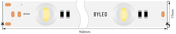 Светодиодная линейка Byled LUX серия LL SMD2835, 12LED, 7W, 24V, IP20, CRI>90, 60мес., Цвет: Теплый белый 3000K
