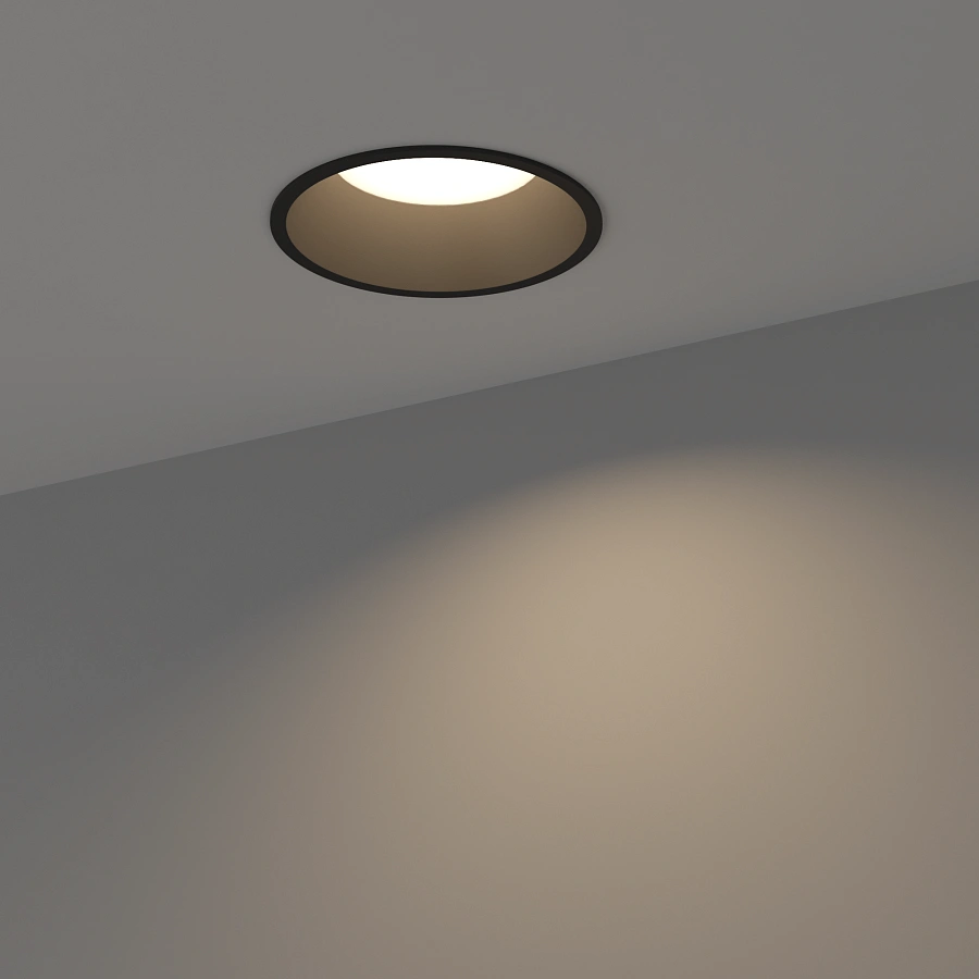 Светильник Byled серия Crater (9W, 220V, CRI>90, Черный корпус, Круг, Цвет: Теплый белый)